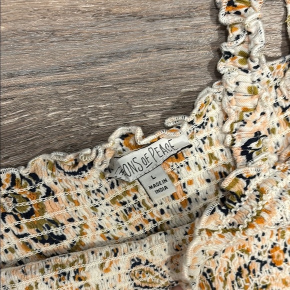 $5/25! Add 5 to bundle to get for $25 Patrons of Peace Tan and Cream Camisole - Picture 2 of 5